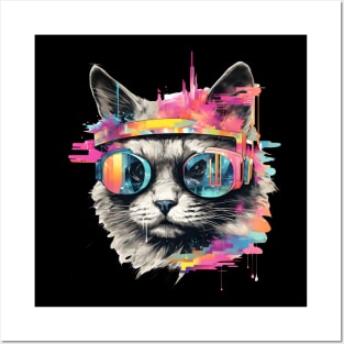 Cat Design Of A Cyberpunk Posters and Art